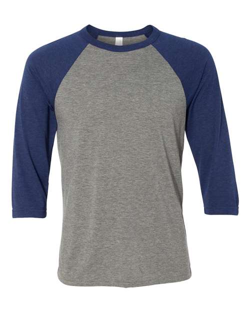 Bella + Canvas 3200 Unisex 3/4-Sleeve Baseball T-Shirt #color_GREY/ NAVY TRB