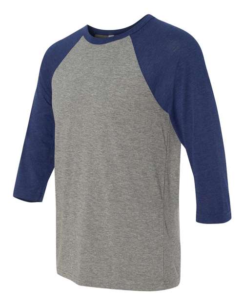 Bella + Canvas 3200 Unisex 3/4-Sleeve Baseball T-Shirt #color_GREY/ NAVY TRB