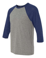 Bella + Canvas 3200 Unisex 3/4-Sleeve Baseball T-Shirt #color_GREY/ NAVY TRB