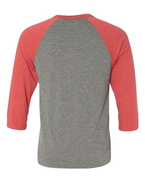 Bella + Canvas 3200 Unisex 3/4-Sleeve Baseball T-Shirt #color_GREY/ LT RED TRB