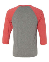 Bella + Canvas 3200 Unisex 3/4-Sleeve Baseball T-Shirt #color_GREY/ LT RED TRB
