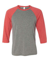 Bella + Canvas 3200 Unisex 3/4-Sleeve Baseball T-Shirt #color_GREY/ LT RED TRB