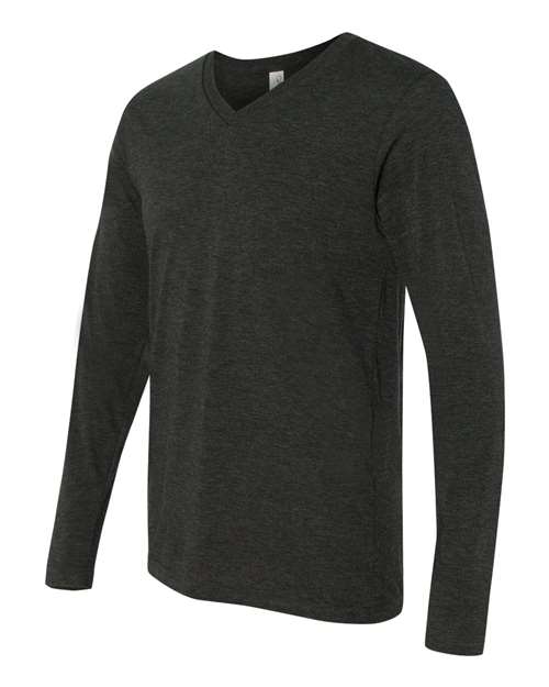 Bella + Canvas 3425 Unisex Jersey Long-Sleeve V-Neck T-Shirt #color_CHAR-BLACK TRIB