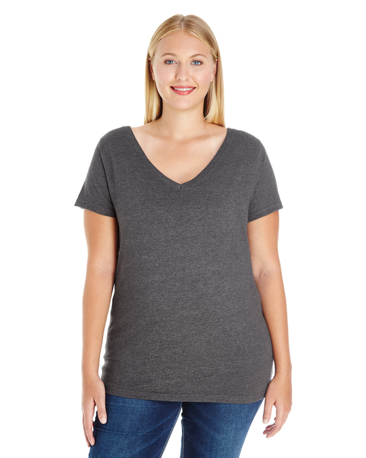 LAT 3807 Ladies' Curvy V-Neck T-Shirt