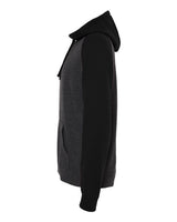 Independent Trading Co. IND40RP Raglan Hooded Sweatshirt #color_Charcoal Heather/ Black