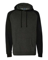 Independent Trading Co. IND40RP Raglan Hooded Sweatshirt #color_Charcoal Heather/ Black