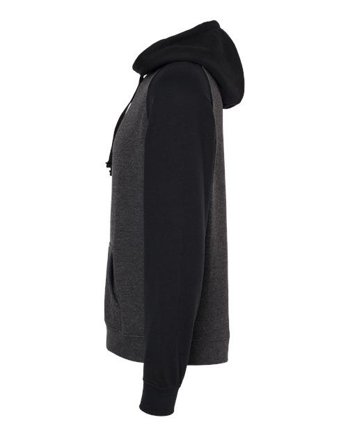 Independent Trading Co. IND40RP Raglan Hooded Sweatshirt #color_Gunmetal Heather/ Black