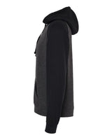 Independent Trading Co. IND40RP Raglan Hooded Sweatshirt #color_Gunmetal Heather/ Black