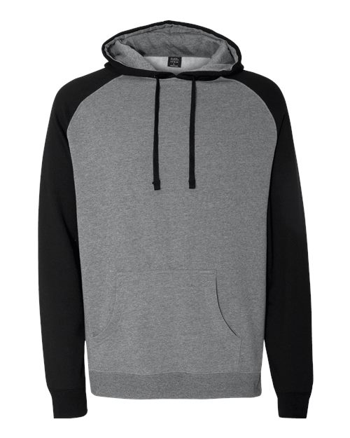 Independent Trading Co. IND40RP Raglan Hooded Sweatshirt #color_Gunmetal Heather/ Black