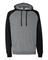 Independent Trading Co. IND40RP Raglan Hooded Sweatshirt #color_Gunmetal Heather/ Black