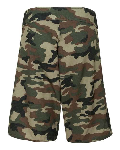 Burnside B9371 Men's Dobby Stretch Board Short #color_GREEN CAMO