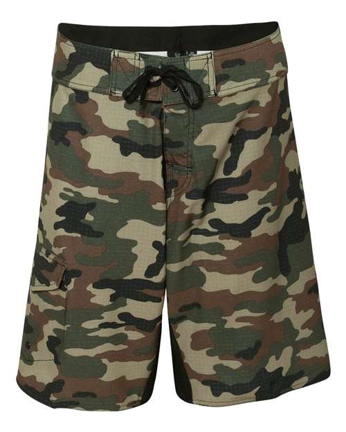 Burnside B9371 Men's Dobby Stretch Board Short #color_GREEN CAMO