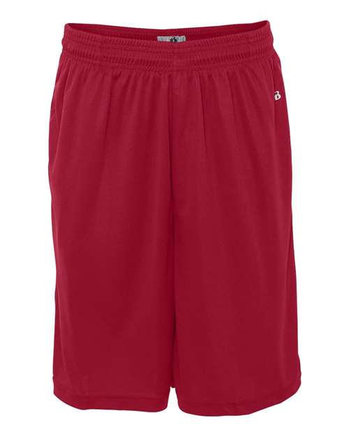 "Badger 4119 B-Core 10" Shorts with Pockets #color_Red"