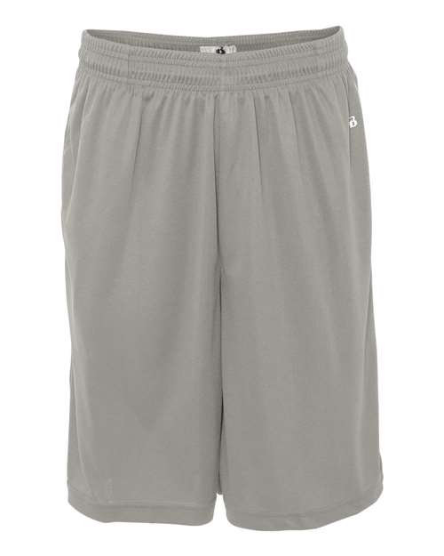 "Badger 4119 B-Core 10" Shorts with Pockets #color_Silver"