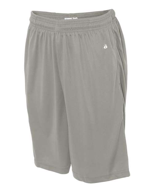 "Badger 4119 B-Core 10" Shorts with Pockets #color_Silver"