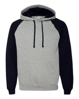 Jerzees 96CR Adult NuBlend Colorblock Raglan Pullover Hooded Sweatshirt #color_OXFORD/ BLACK