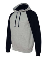 Jerzees 96CR Adult NuBlend Colorblock Raglan Pullover Hooded Sweatshirt #color_OXFORD/ BLACK