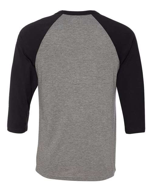 Bella + Canvas 3200 Unisex 3/4-Sleeve Baseball T-Shirt #color_DEEP HEATHR/ BLK