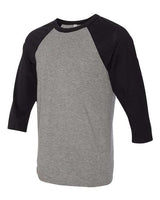 Bella + Canvas 3200 Unisex 3/4-Sleeve Baseball T-Shirt #color_DEEP HEATHR/ BLK