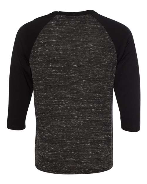Bella + Canvas 3200 Unisex 3/4-Sleeve Baseball T-Shirt #color_BLCK MRBLE/ BLCK