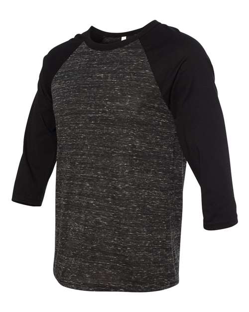 Bella + Canvas 3200 Unisex 3/4-Sleeve Baseball T-Shirt #color_BLCK MRBLE/ BLCK
