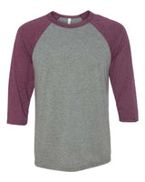 Bella + Canvas 3200 Unisex 3/4-Sleeve Baseball T-Shirt #color_GRY/ MAROON TRB