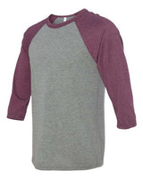 Bella + Canvas 3200 Unisex 3/4-Sleeve Baseball T-Shirt #color_GRY/ MAROON TRB