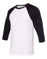 Bella + Canvas 3200 Unisex 3/4-Sleeve Baseball T-Shirt #color_WHITE/ BLACK