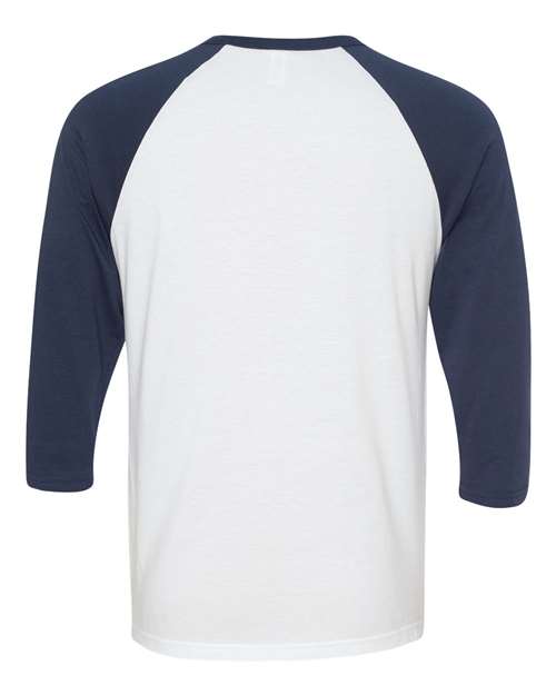 Bella + Canvas 3200 Unisex 3/4-Sleeve Baseball T-Shirt #color_WHITE/ NAVY