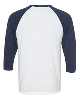 Bella + Canvas 3200 Unisex 3/4-Sleeve Baseball T-Shirt #color_WHITE/ NAVY