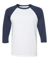 Bella + Canvas 3200 Unisex 3/4-Sleeve Baseball T-Shirt #color_WHITE/ NAVY