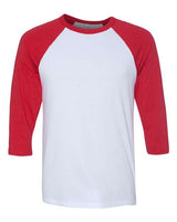 Bella + Canvas 3200 Unisex 3/4-Sleeve Baseball T-Shirt #color_WHITE/ RED