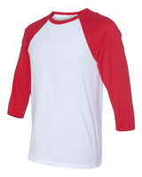 Bella + Canvas 3200 Unisex 3/4-Sleeve Baseball T-Shirt #color_WHITE/ RED