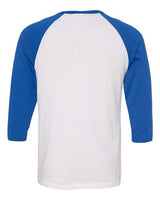 Bella + Canvas 3200 Unisex 3/4-Sleeve Baseball T-Shirt #color_WHITE/ TR ROYAL