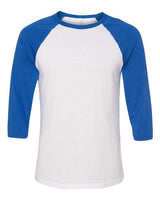 Bella + Canvas 3200 Unisex 3/4-Sleeve Baseball T-Shirt #color_WHITE/ TR ROYAL
