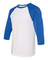 Bella + Canvas 3200 Unisex 3/4-Sleeve Baseball T-Shirt #color_WHITE/ TR ROYAL