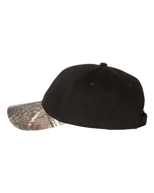 Kati LC25 Solid Crown with Camo Visor Cap #color_Black/ Realtree AP