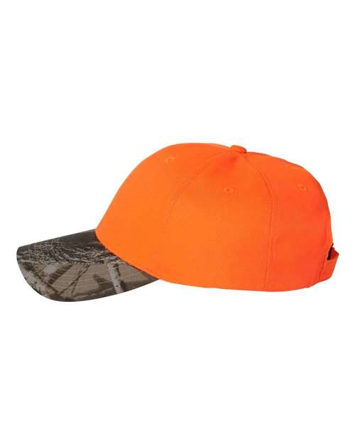 Kati LC25 Solid Crown with Camo Visor Cap #color_Blaze/ Realtree Hardwoods