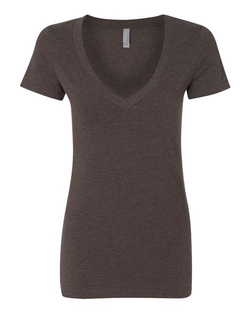 Next Level 6640 Ladies' CVC Deep V-Neck T-Shirt #color_ESPRESSO