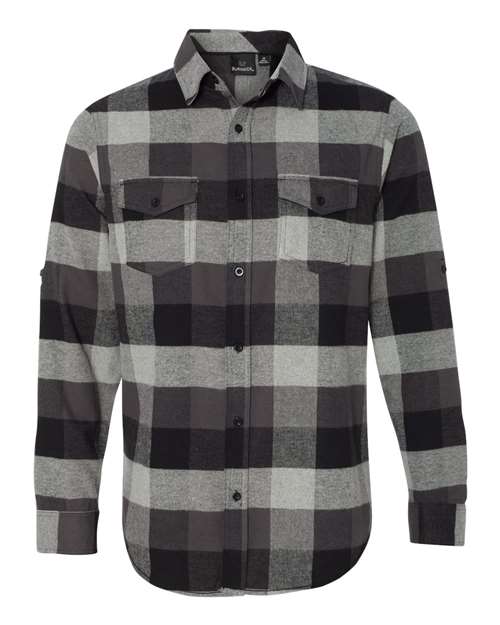 Burnside B8210 Men's Plaid Flannel Shirt #color_BLACK/ GREY