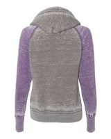 J America JA8926 Ladies' Zen Contrast Pullover Hooded Sweatshirt #color_CEMENT/ VERY BRY