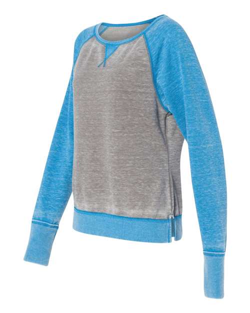 J America JA8927 Ladies' Zen Contrast Crew #color_CEM/ OCEANBRY