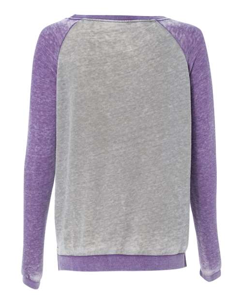J America JA8927 Ladies' Zen Contrast Crew #color_CEMENT/ VERY BRY