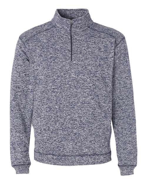 J America JA8614 Adult Cosmic Poly Fleece Quarter-Zip #color_NAVY FLECK