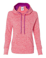 J America JA8616 Ladies' Cosmic Contrast Fleece Hooded Sweatshirt #color_FRE CRL FLK/ MAG