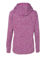J America JA8616 Ladies' Cosmic Contrast Fleece Hooded Sweatshirt #color_MAG FLCK/ NEO YL
