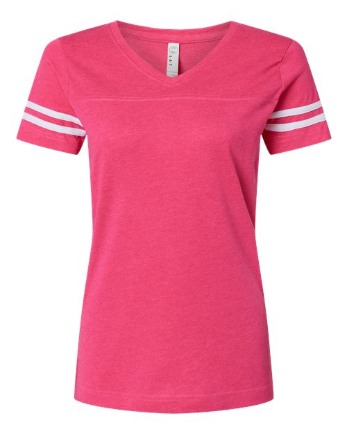 LAT 3537 Ladies' Football T-Shirt #color_V HT PNK/ BD WHT