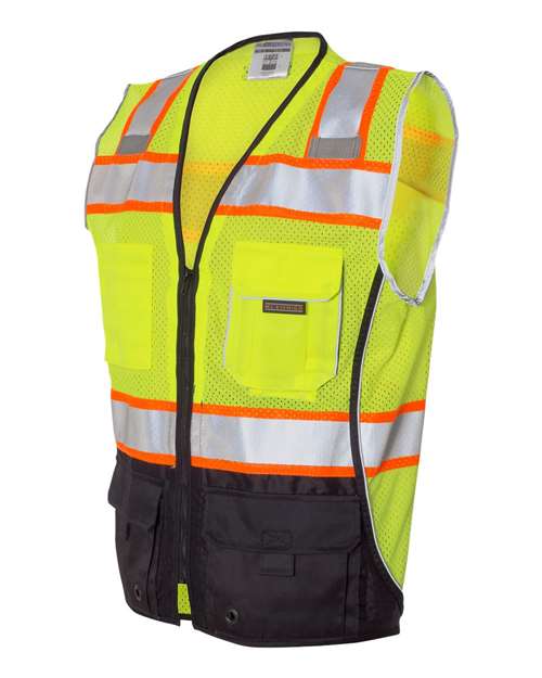 Kishigo 1515-1516 Premium Black Series Black Bottom Class 2 Vest #color_Lime