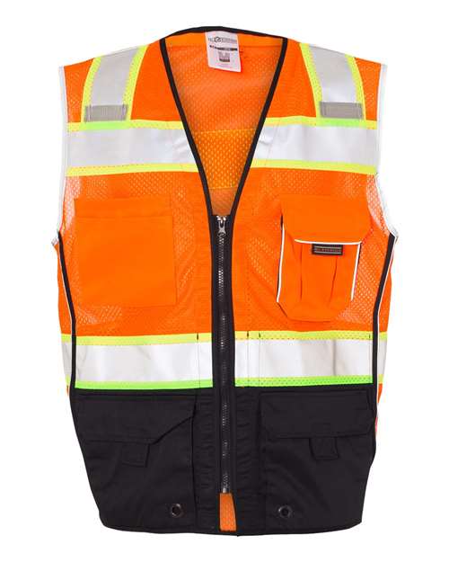 Kishigo 1515-1516 Premium Black Series Black Bottom Class 2 Vest #color_Orange