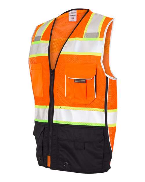 Kishigo 1515-1516 Premium Black Series Black Bottom Class 2 Vest #color_Orange